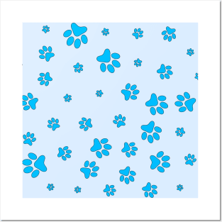 Blue Footprints of the dog Posters and Art